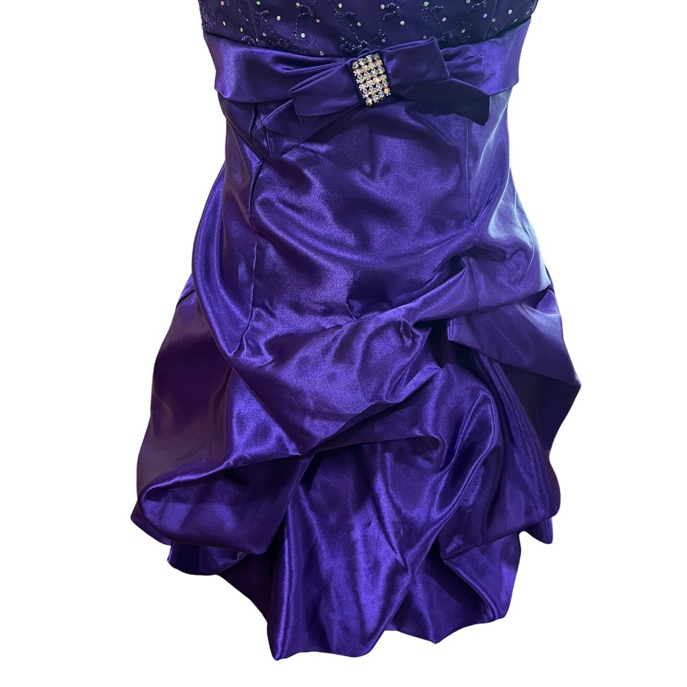 Vintage Jessica McClintock Purple Satin Bubble Dress Gunne Sax Sequin Size 1 - Picture 9 of 11